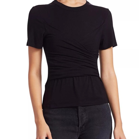 Alexis Soli Peplum Twist Cross T-shirt Tee Top S - Picture 1 of 7
